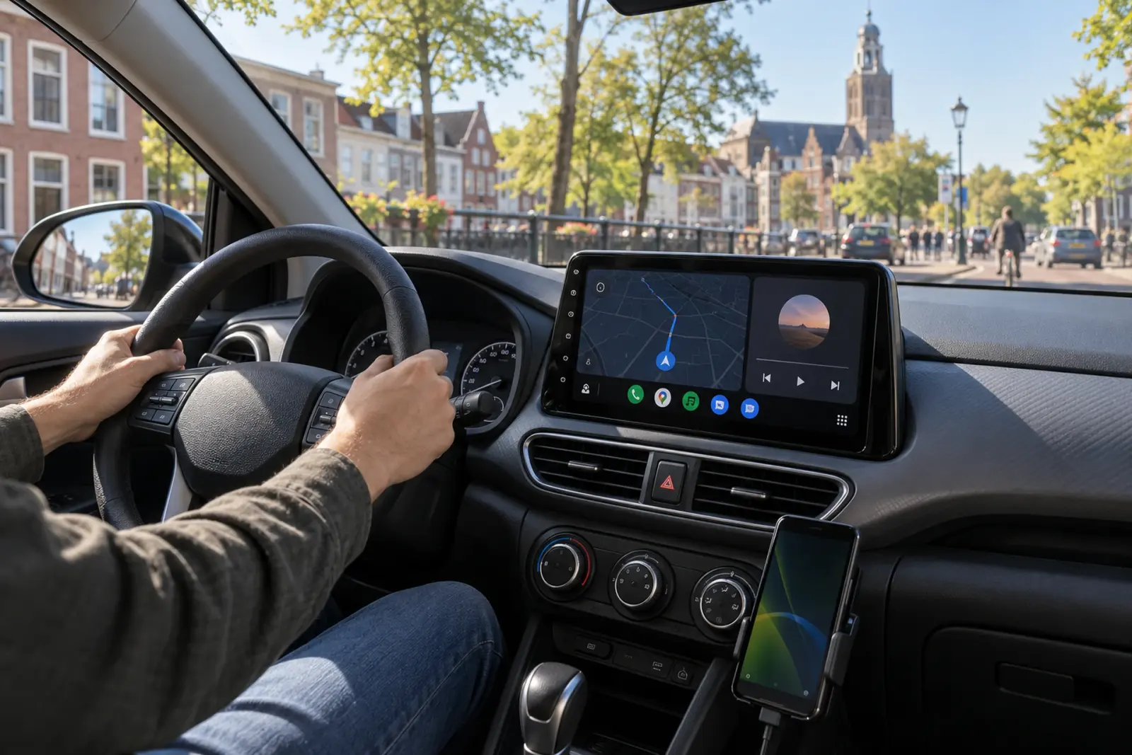 Android Auto bestellen in Zwolle: Android Auto op een 10-inch touchscreen in een Audi A3